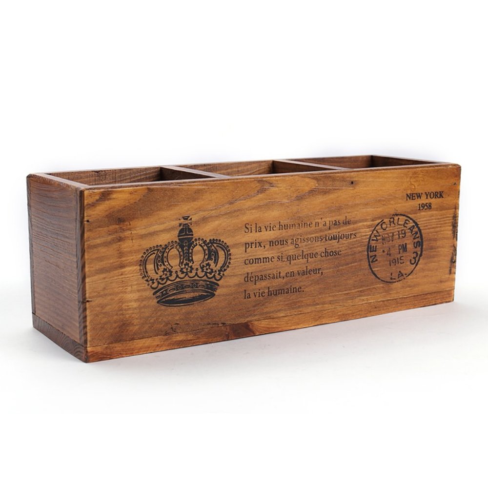 Wooden Desktop Organizer Office Supplies Brown Tabletop Storage, Bown